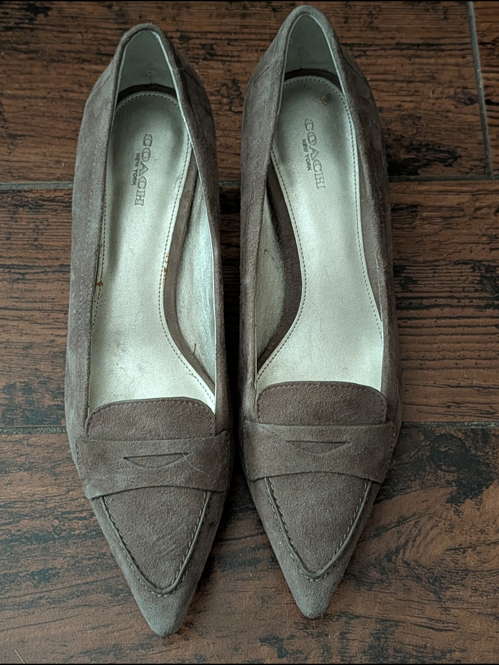 Coach Suede Pointed-Toe Loafers